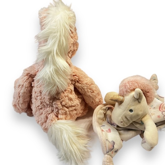 LOT Mary Meyer Baby Unicorn Plush Toy & Lovey Security Blanket Knotted Pink Soft - Picture 2 of 14